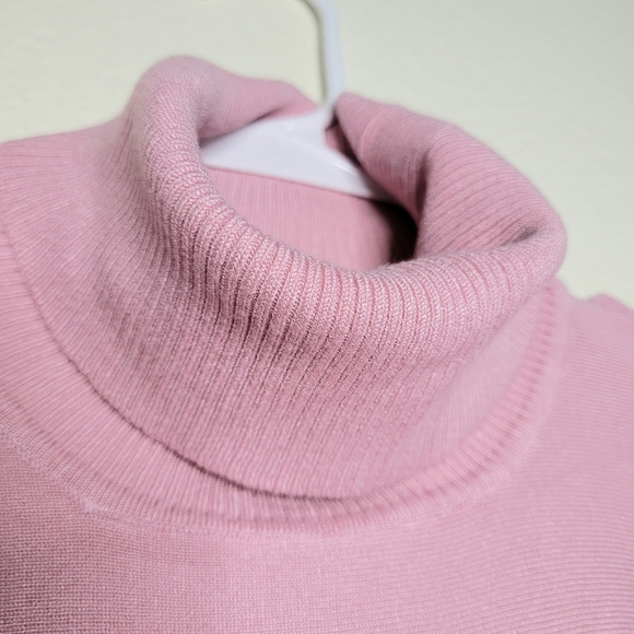 Alfani Women Pink Turtle-Neck Button Long-Sleeve Oversize Poncho Sweater Size S - Picture 4 of 9